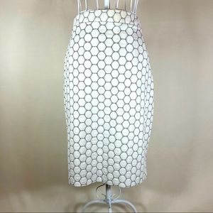 Honeycomb Print Knee Length Skirt